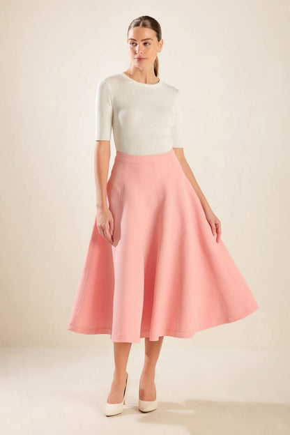 FALLING INTO BLISS WOVEN MIDI SKIRT