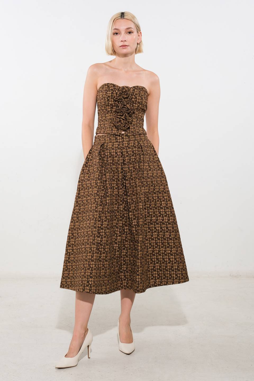 UPGRADED EVENT WOVEN MIDI SKIRT