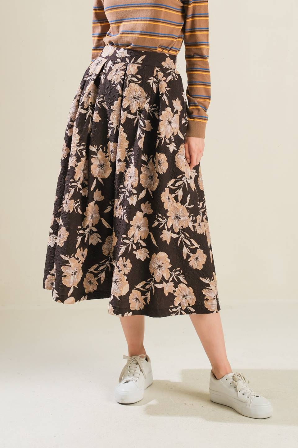 POSH PRESENCE WOVEN MIDI SKIRT