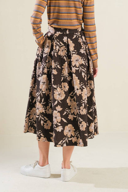 POSH PRESENCE WOVEN MIDI SKIRT