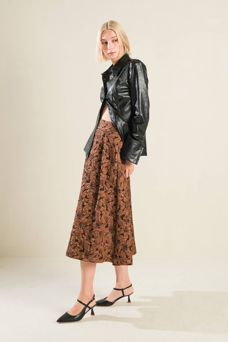 ETERNAL DEVOTION WOVEN FULL MIDI SKIRT Flying Tomato