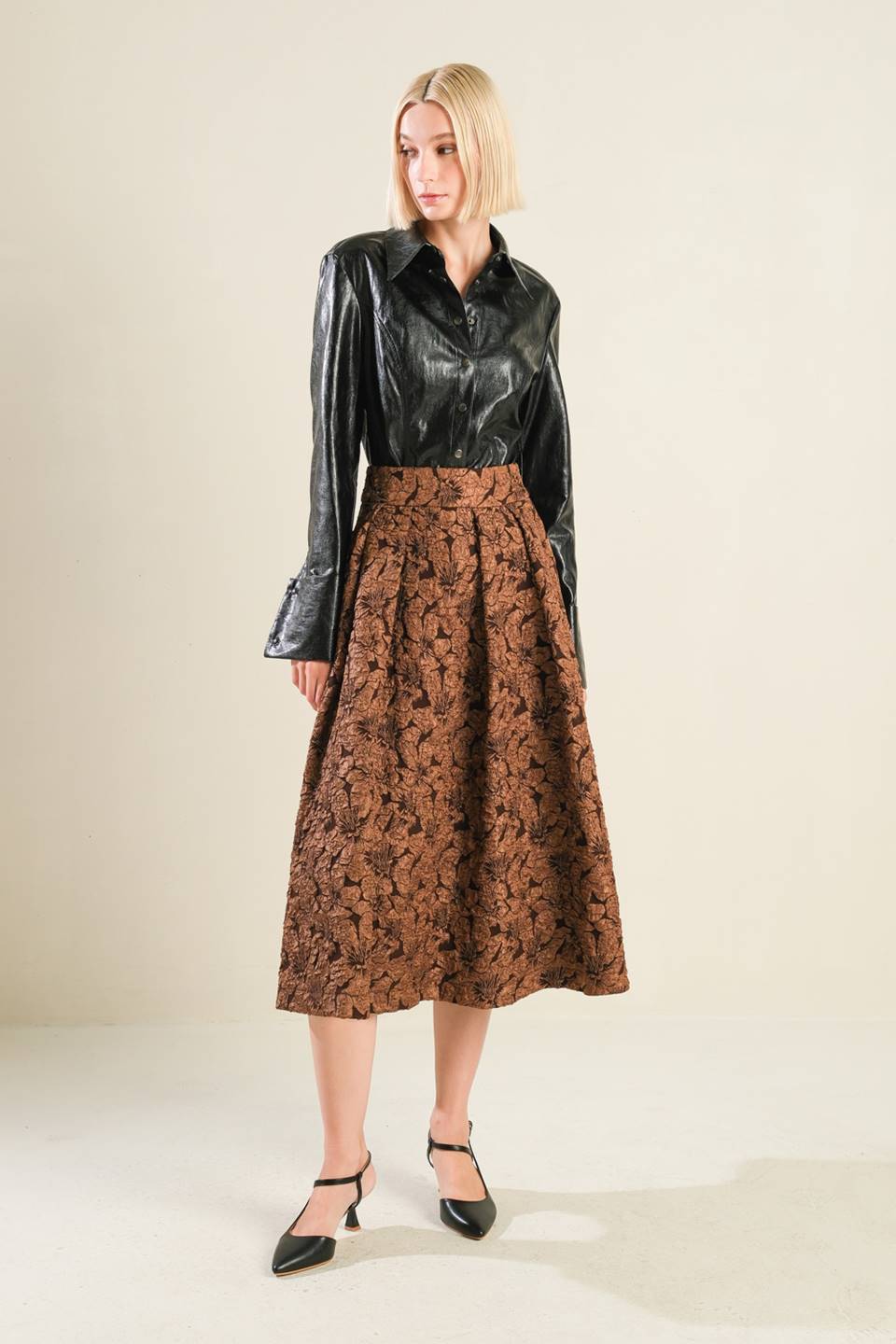 ETERNAL DEVOTION WOVEN FULL MIDI SKIRT Flying Tomato