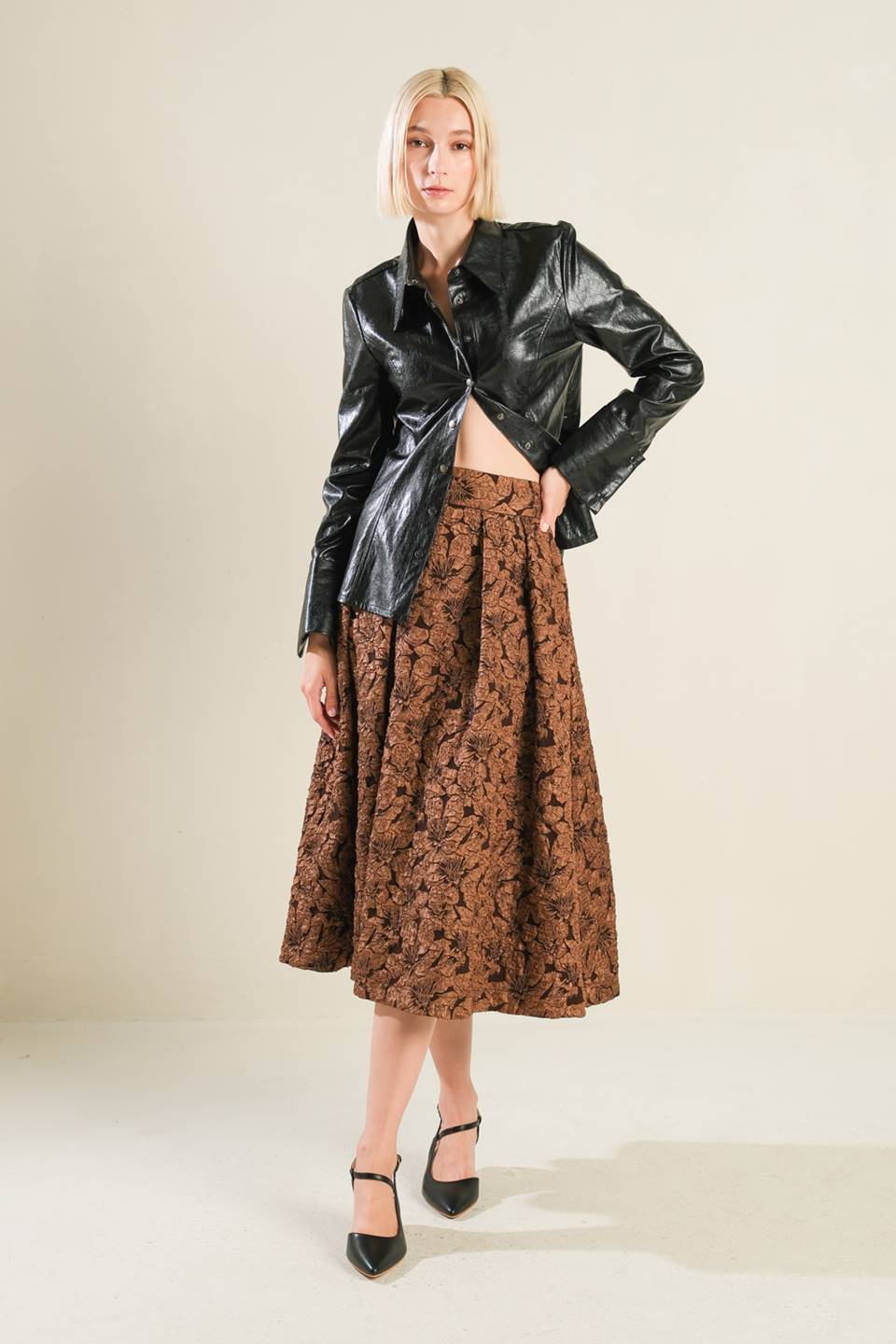 ETERNAL DEVOTION WOVEN FULL MIDI SKIRT Flying Tomato