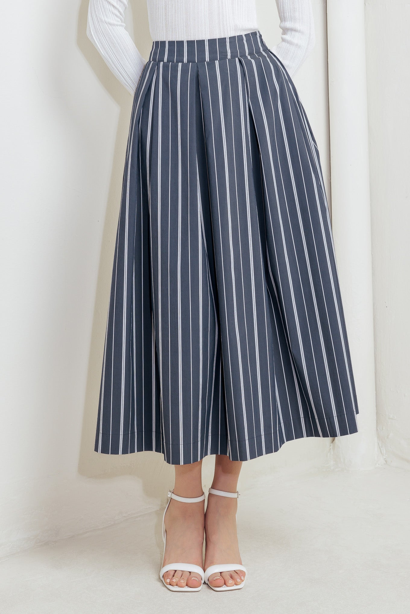 BEHIND THE GRIN WOVEN MIDI SKIRT Flying Tomato