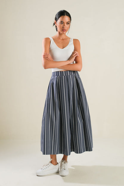 BEHIND THE GRIN WOVEN MIDI SKIRT