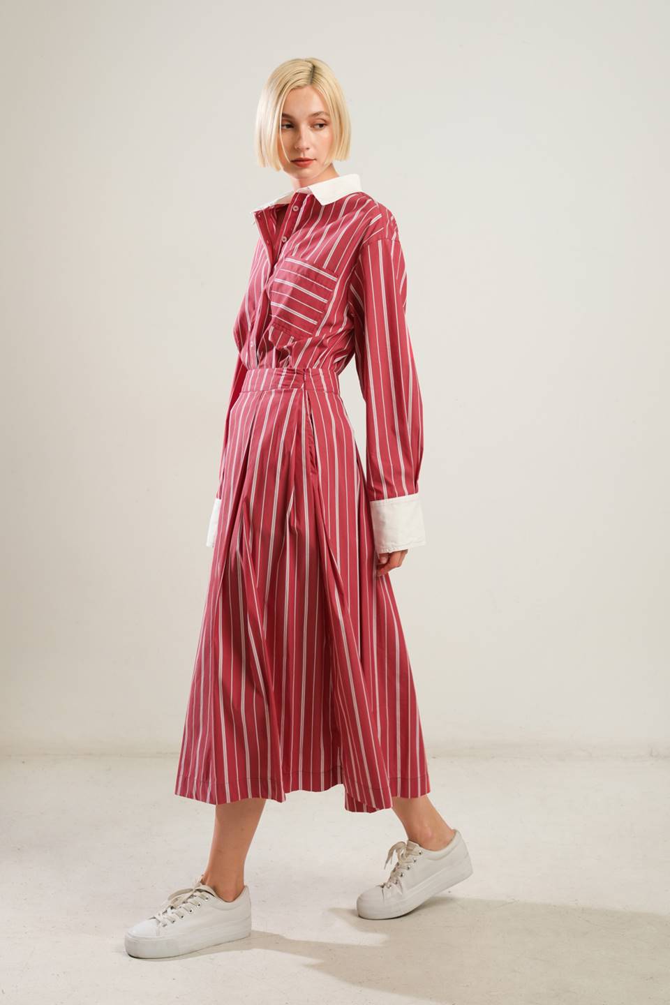 BEHIND THE GRIN WOVEN MIDI SKIRT Flying Tomato