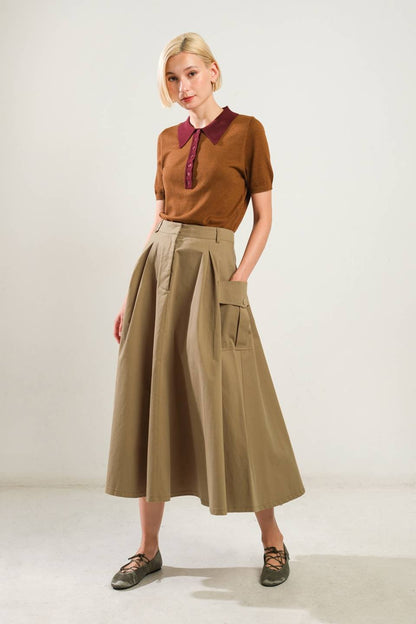 MEMORIES IN FOCUS WOVEN MIDI SKIRT