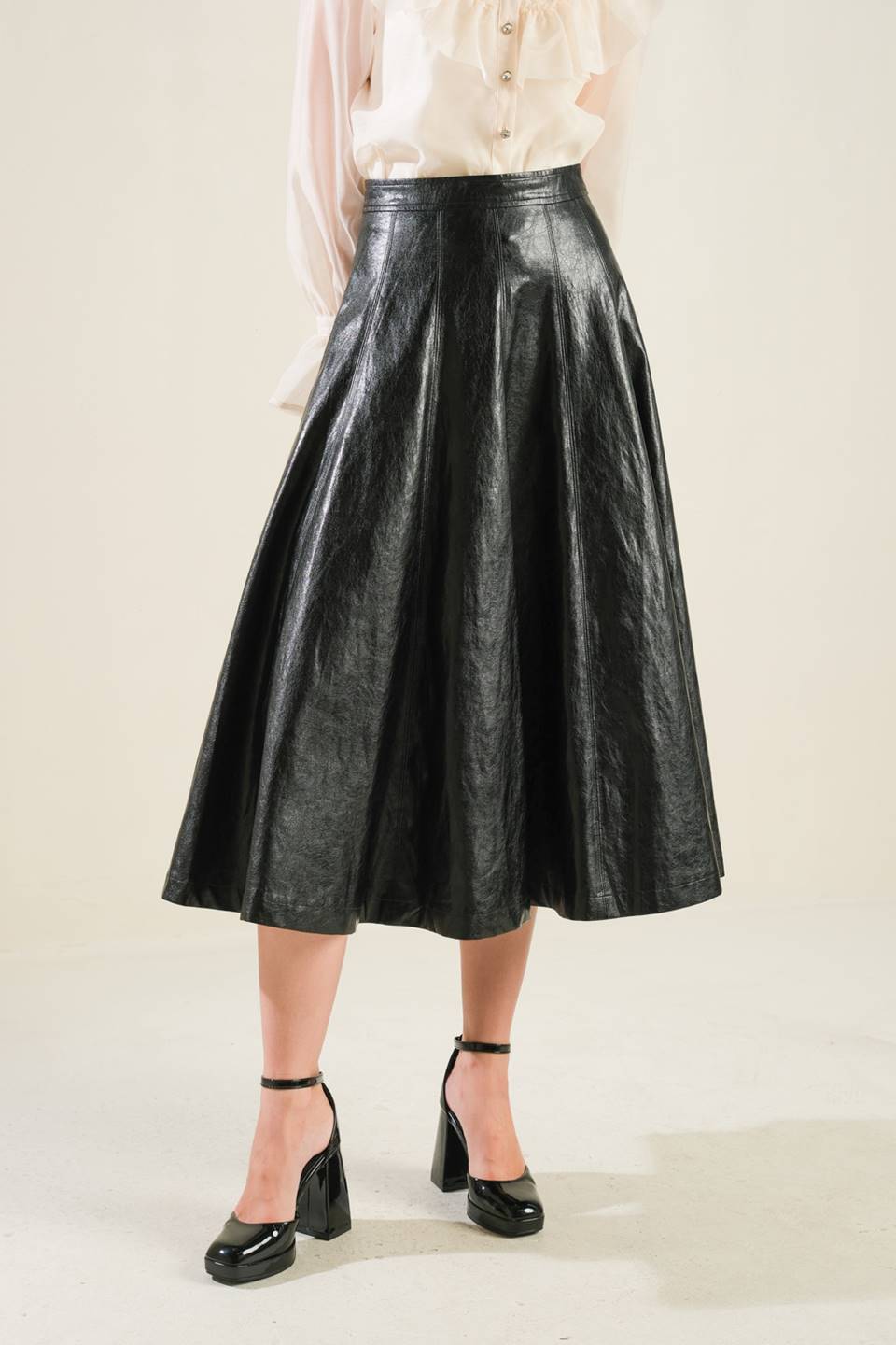 MY HEART TO YOU LEATHER MIDI SKIRT Flying Tomato