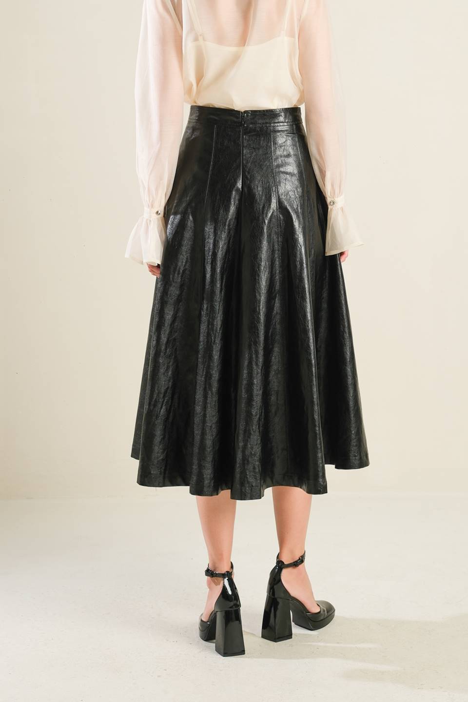 MY HEART TO YOU LEATHER MIDI SKIRT Flying Tomato