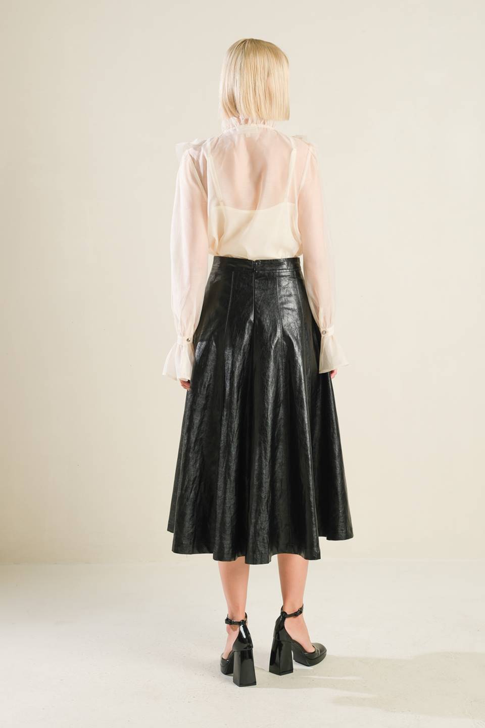 MY HEART TO YOU LEATHER MIDI SKIRT