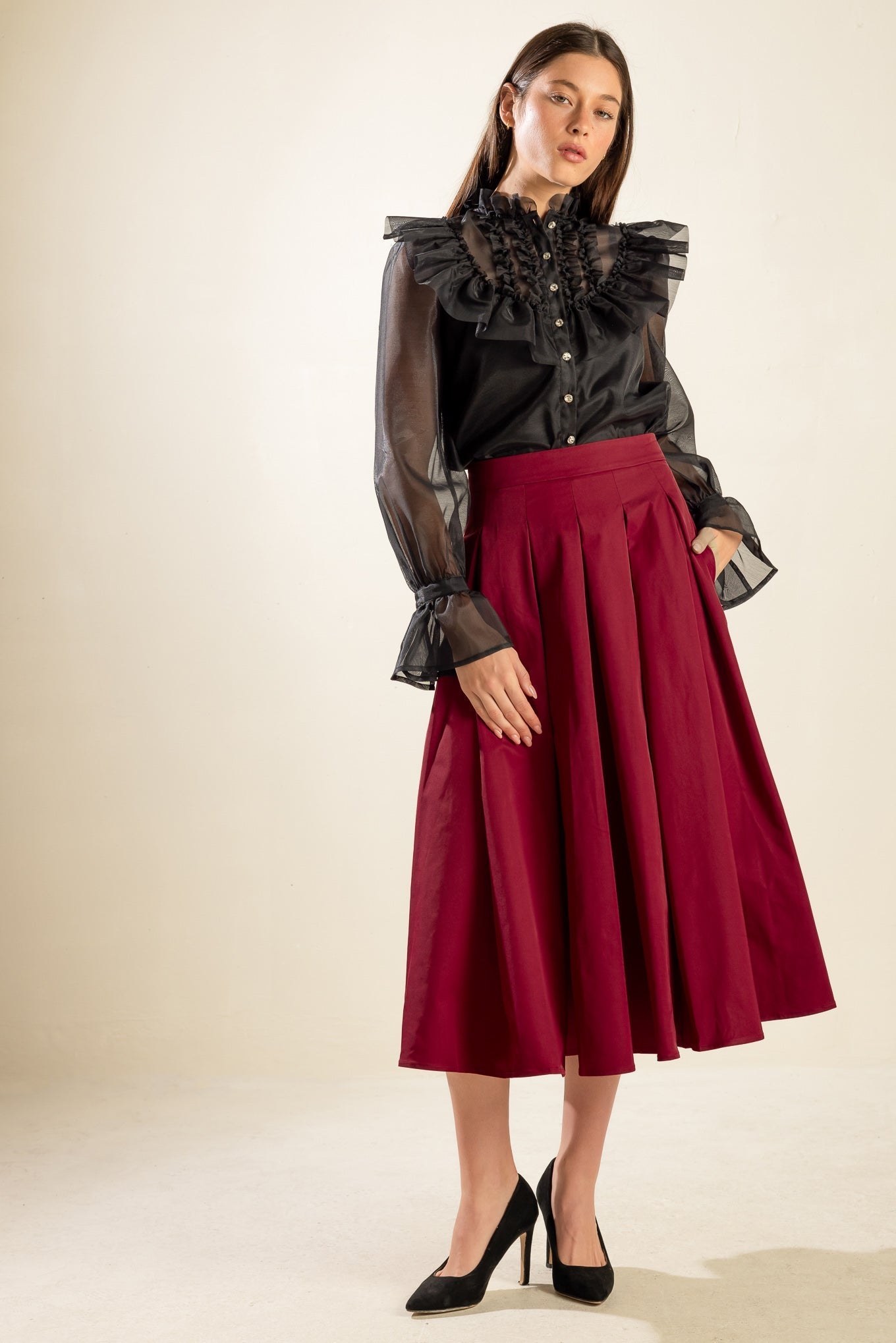 DANCE WITH DESTINY WOVEN MIDI SKIRT Flying Tomato