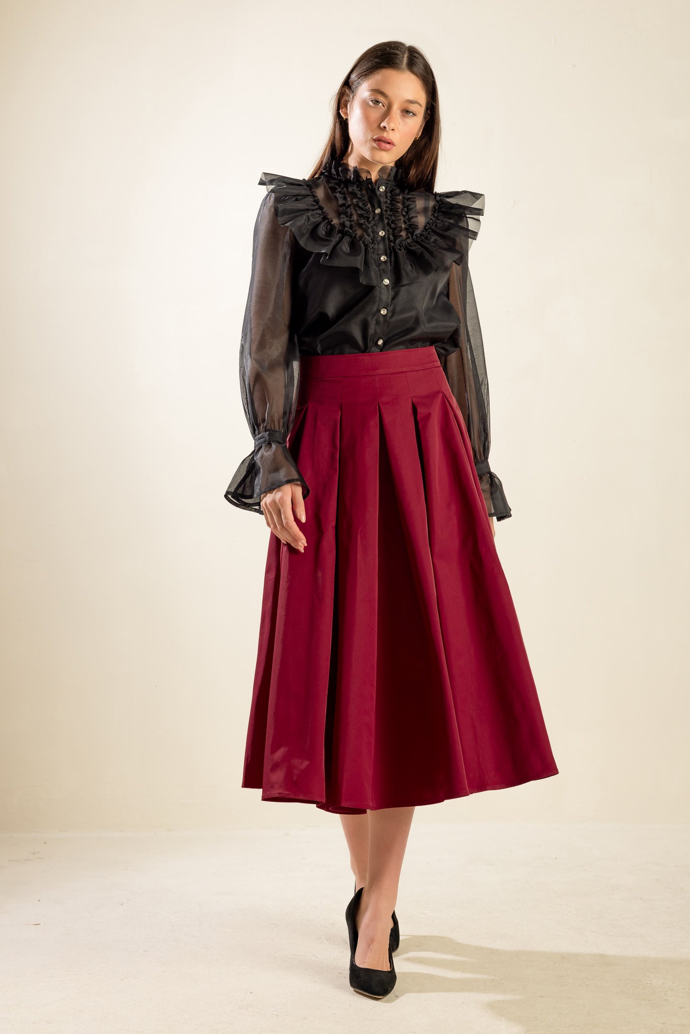 DANCE WITH DESTINY WOVEN MIDI SKIRT Flying Tomato