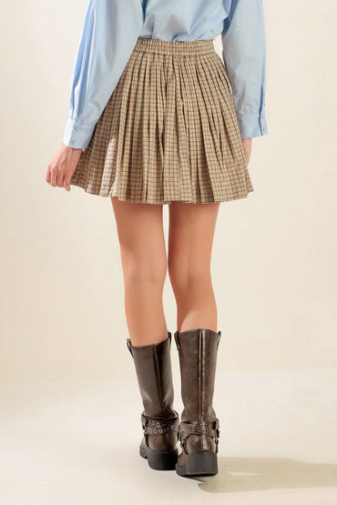 NOSTALGIC PLAID PLEATED SKIRT