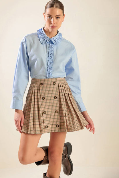 NOSTALGIC PLAID PLEATED SKIRT