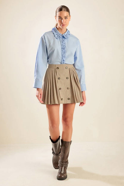 NOSTALGIC PLAID PLEATED SKIRT