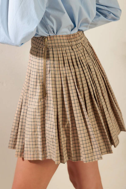 NOSTALGIC PLAID PLEATED SKIRT