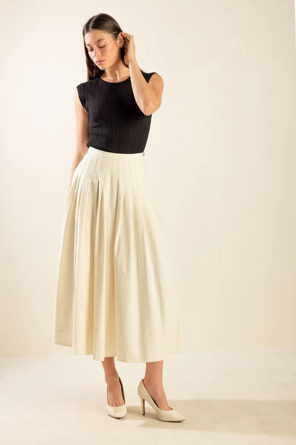 TRANSLUCENT WOVEN MIDI SKIRT