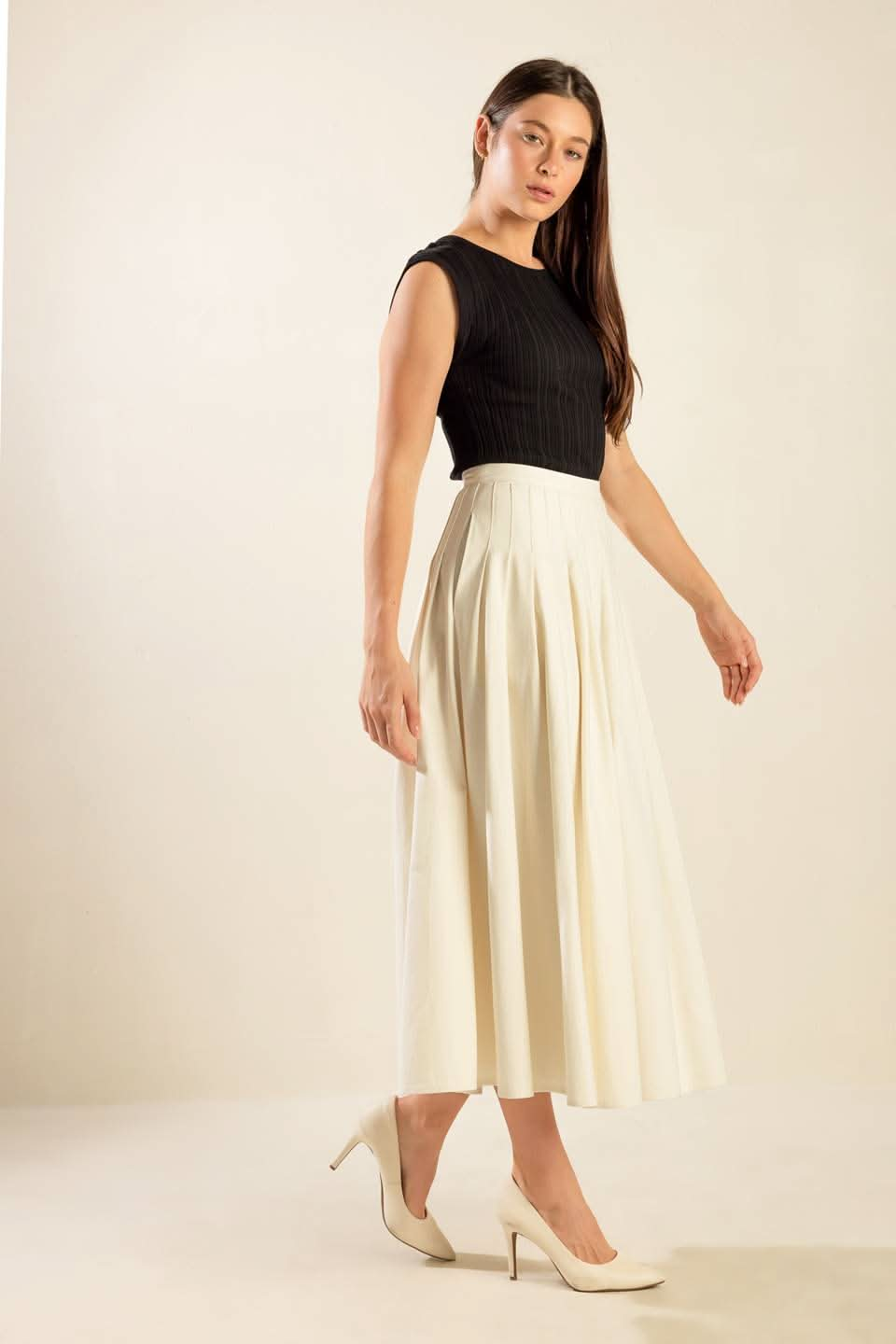 TRANSLUCENT WOVEN MIDI SKIRT