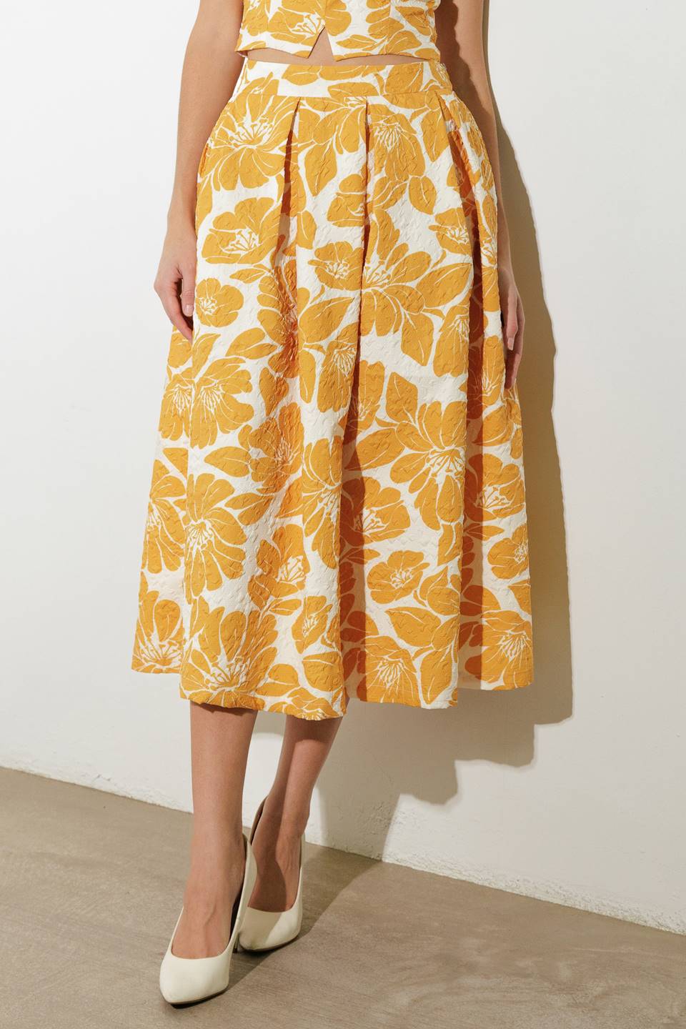 PLAIN OPTIMISM WOVEN MIDI SKIRT Flying Tomato