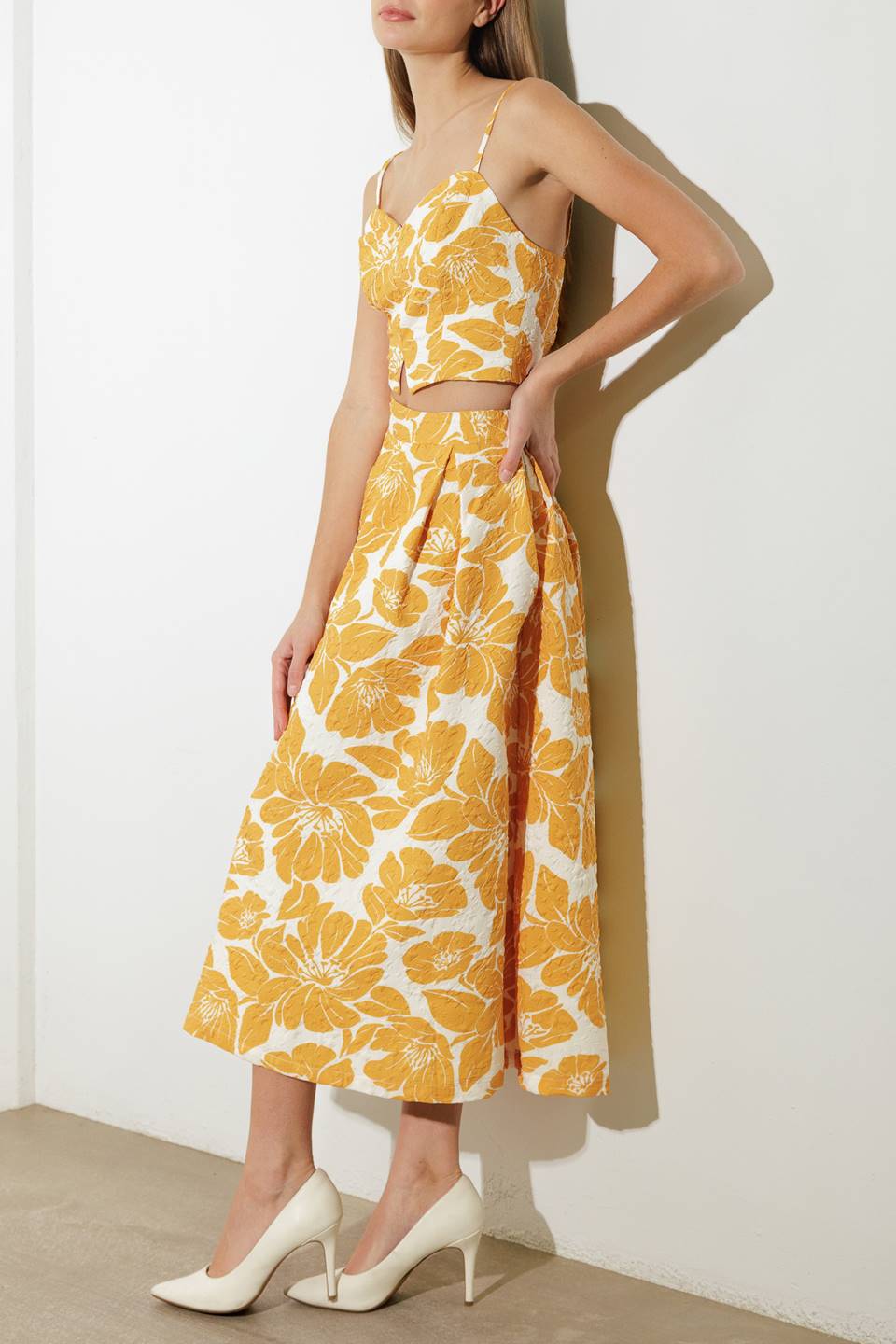 PLAIN OPTIMISM WOVEN MIDI SKIRT Flying Tomato