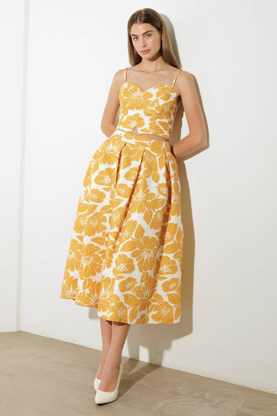 PLAIN OPTIMISM WOVEN MIDI SKIRT Flying Tomato