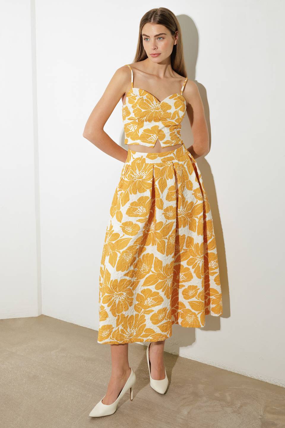 PLAIN OPTIMISM WOVEN MIDI SKIRT Flying Tomato