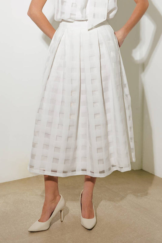 LIVE FOR US WHITE ORGANZA MIDI SKIRT Flying Tomato