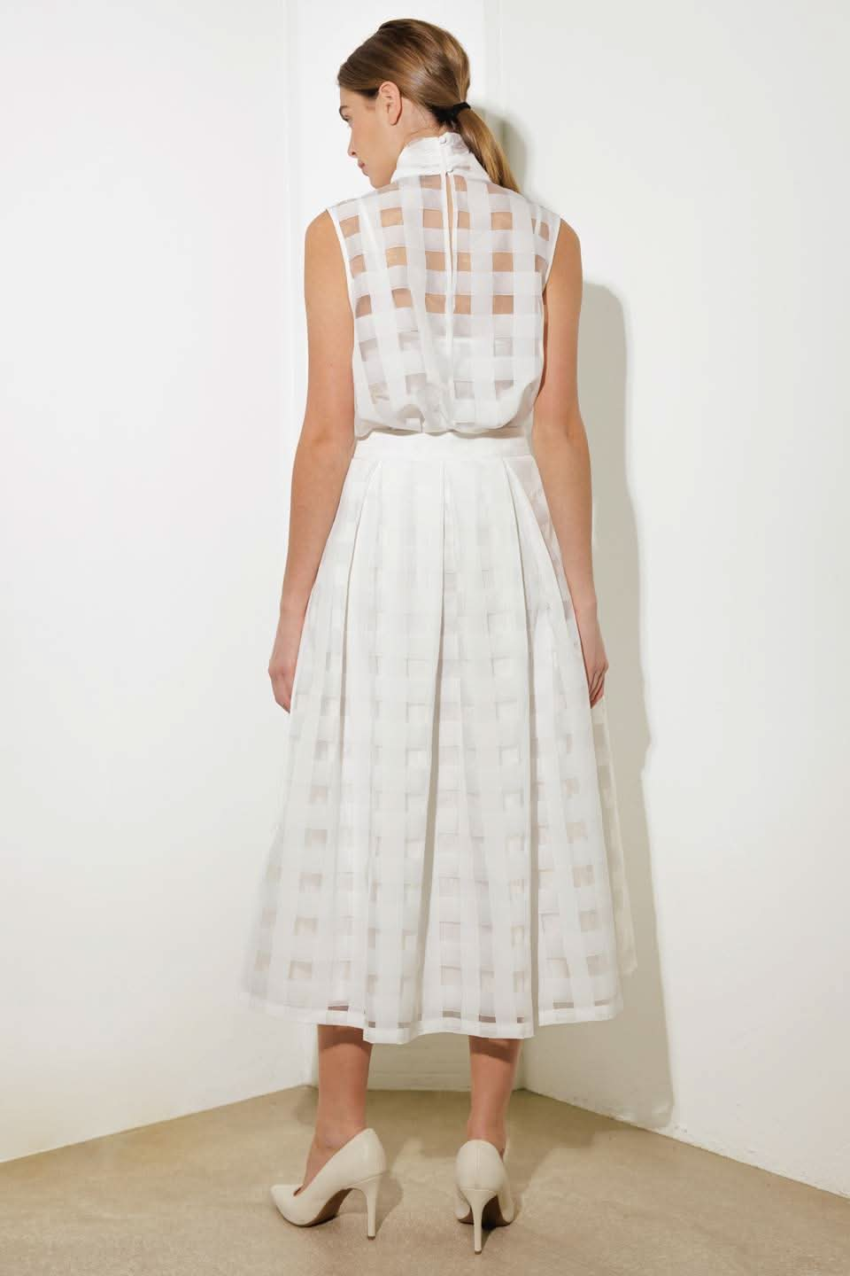 LIVE FOR US WHITE ORGANZA MIDI SKIRT