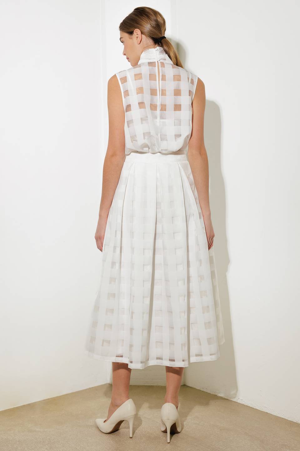 LIVE FOR US WHITE ORGANZA MIDI SKIRT Flying Tomato