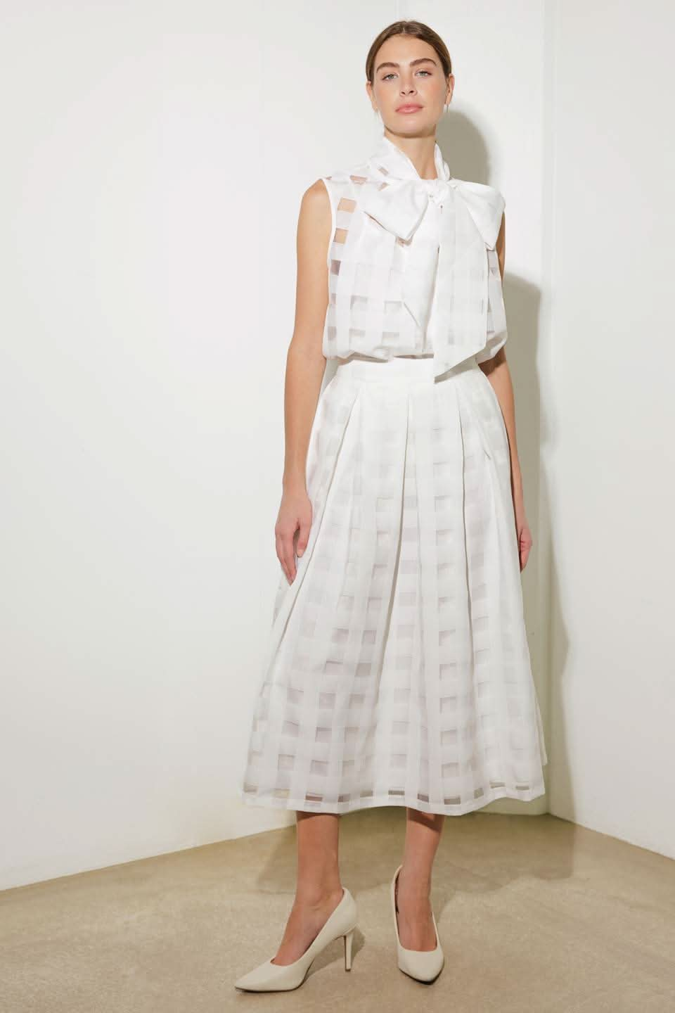 LIVE FOR US WHITE ORGANZA MIDI SKIRT