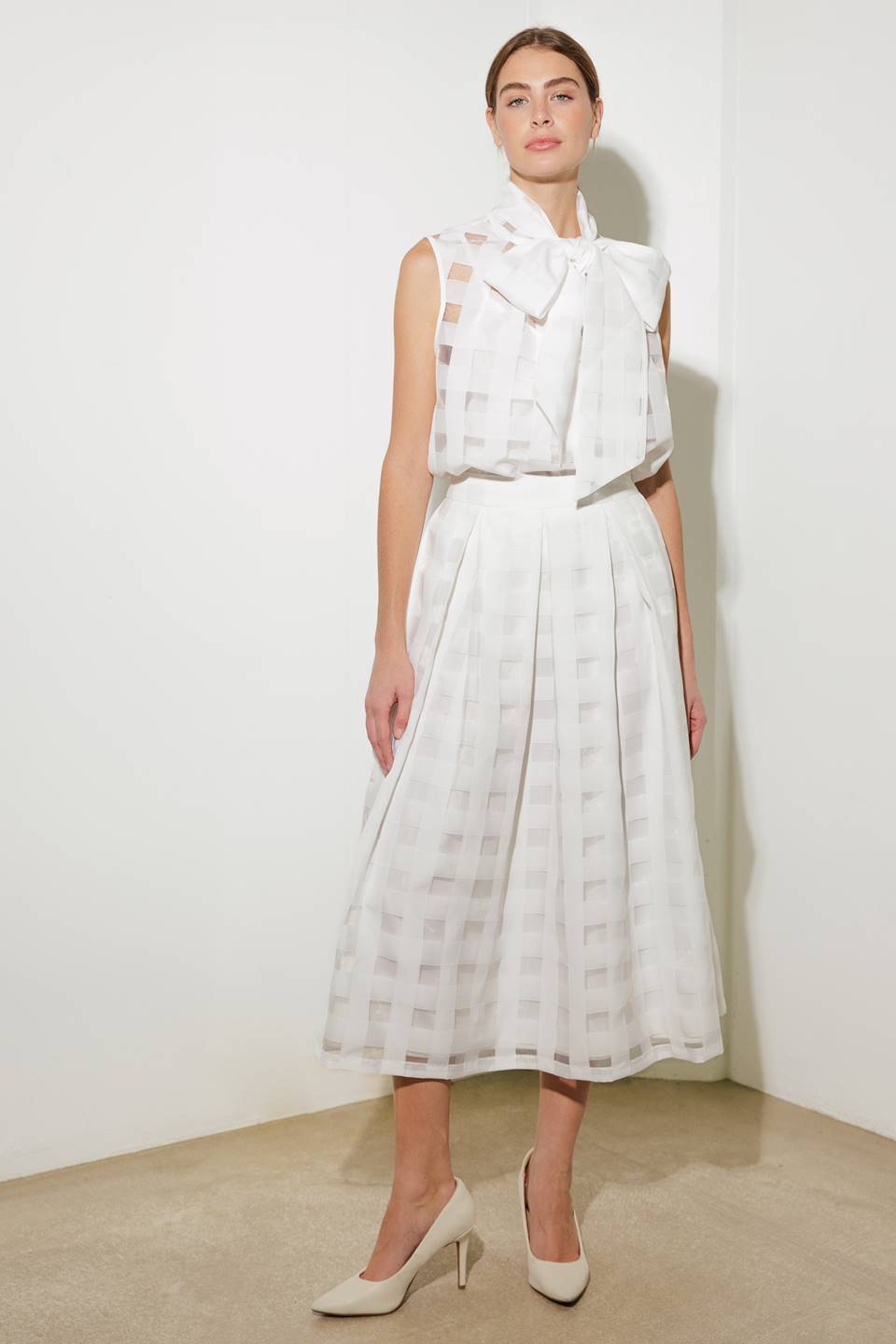 LIVE FOR US WHITE ORGANZA MIDI SKIRT Flying Tomato