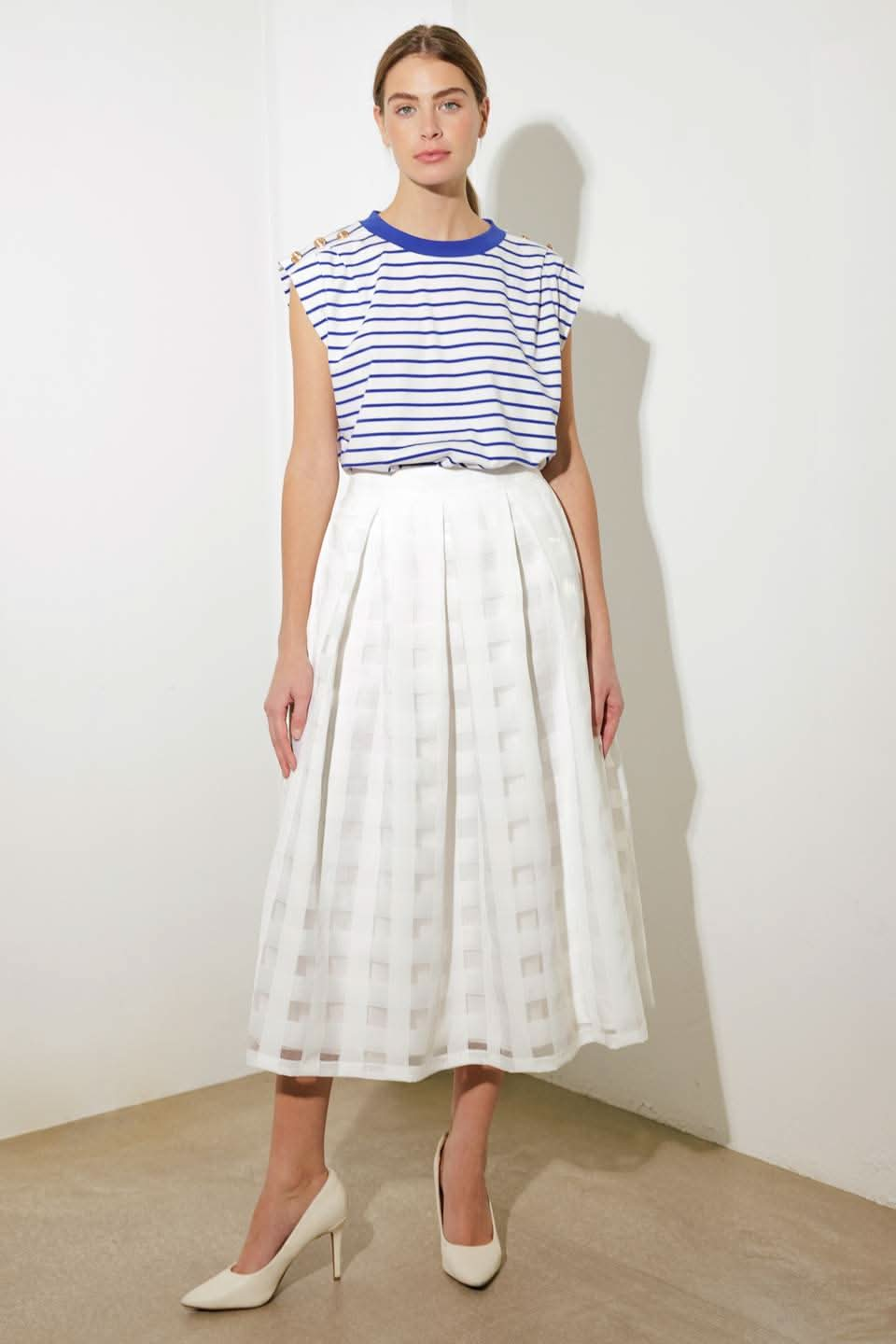 LIVE FOR US WHITE ORGANZA MIDI SKIRT