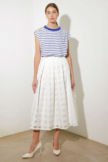 Gingham Dream Organza Midi Skirt