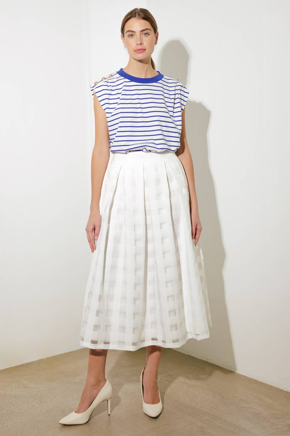 LIVE FOR US WHITE ORGANZA MIDI SKIRT Flying Tomato