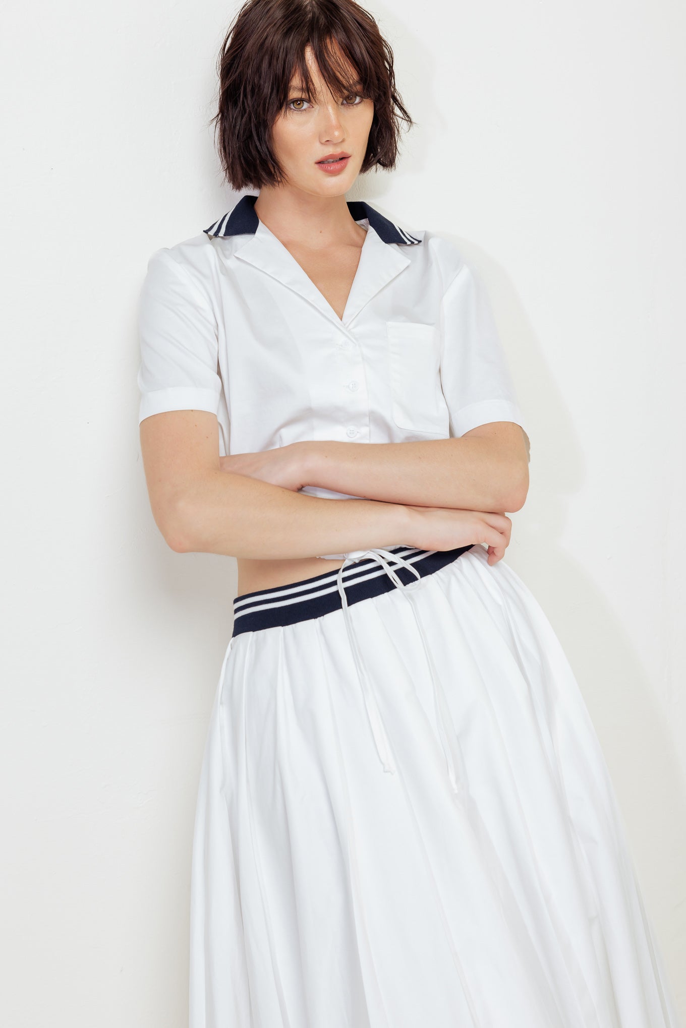 COASTAL COLLAR WOVEN MIDI SKIRT Flying Tomato