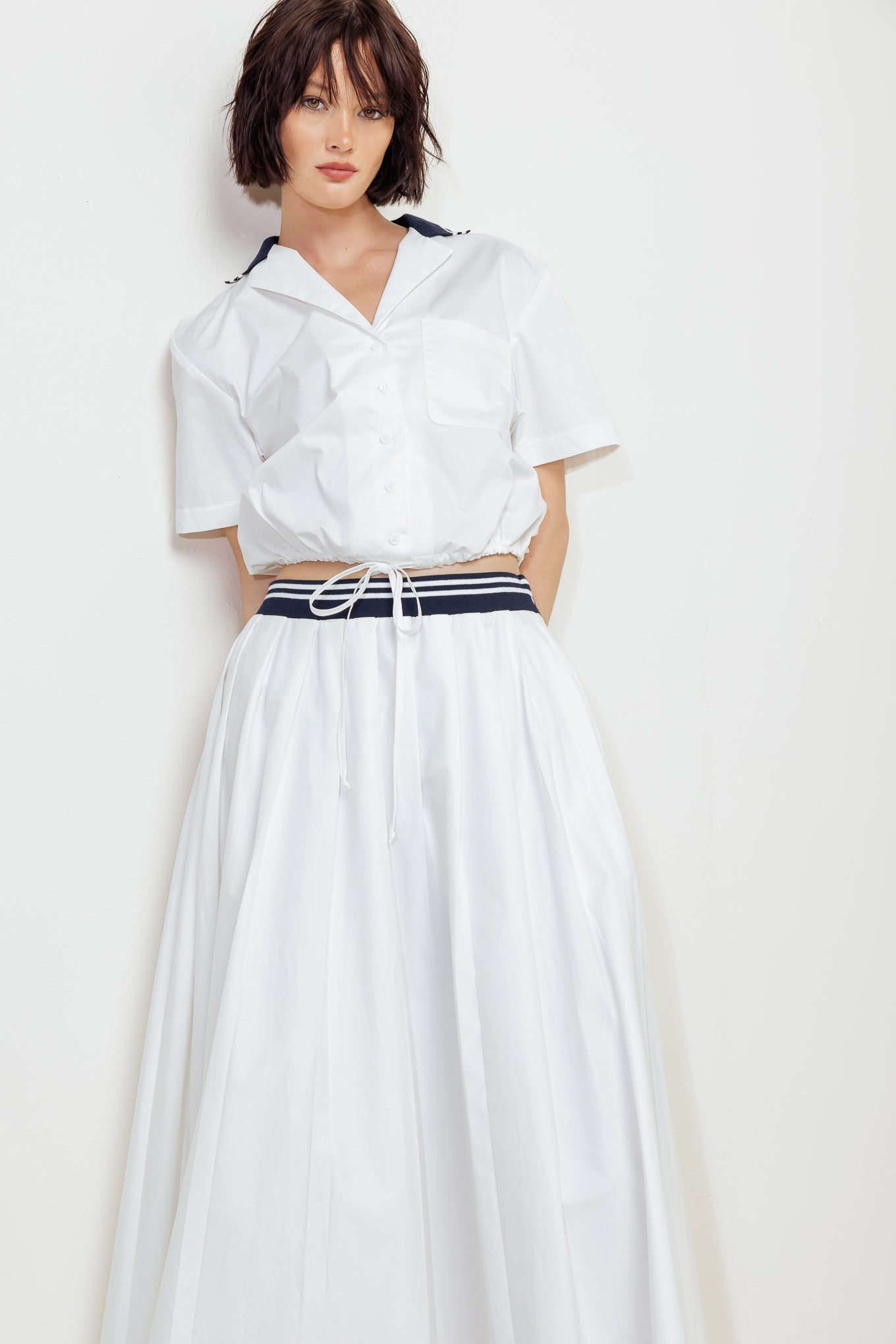 COASTAL COLLAR WOVEN MIDI SKIRT Flying Tomato