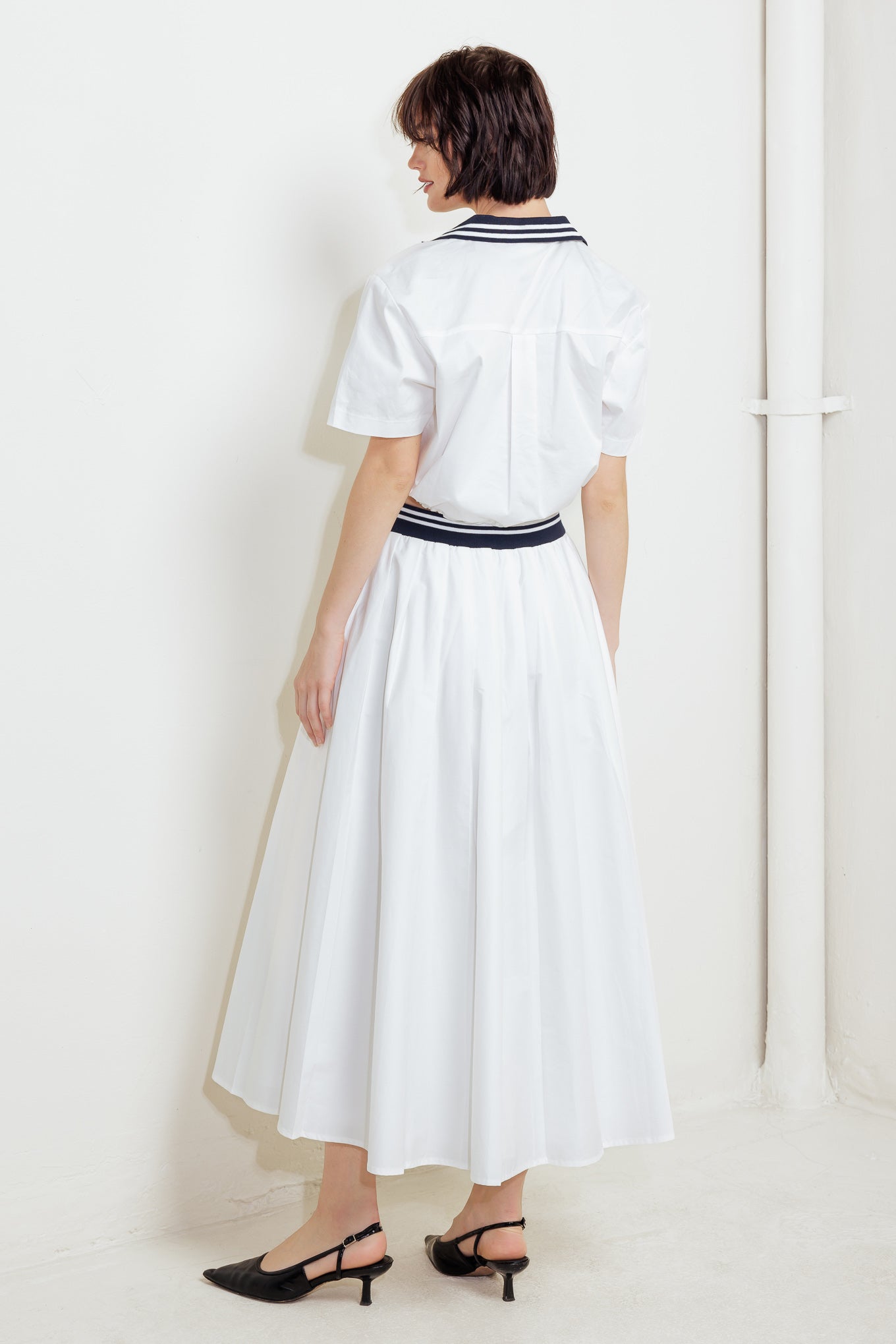 COASTAL COLLAR WOVEN MIDI SKIRT Flying Tomato