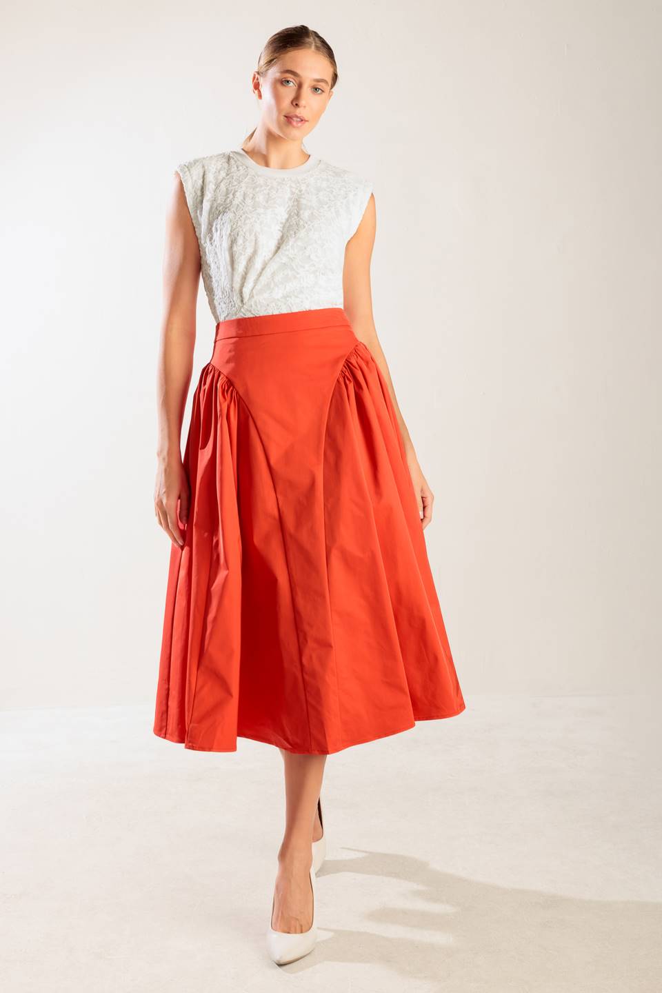 LUNCH WITH THE GIRLS WOVEN FULL MIDI SKIRT Flying Tomato