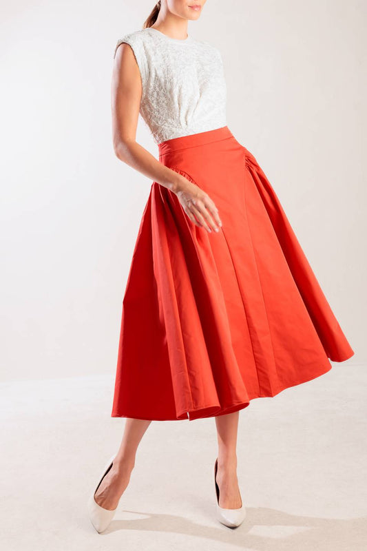 LUNCH WITH THE GIRLS WOVEN FULL MIDI SKIRT Flying Tomato