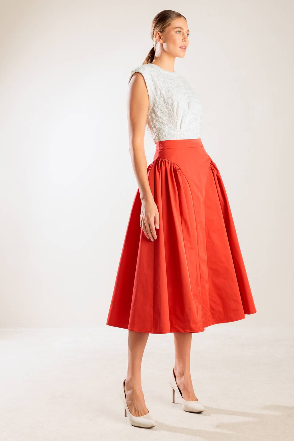 LUNCH WITH THE GIRLS WOVEN FULL MIDI SKIRT Flying Tomato