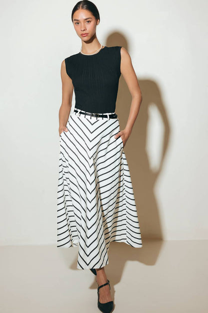 WEEKEND VIBE STRIPED  MIDI SKIRT