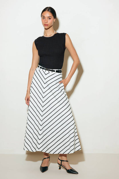 WEEKEND VIBE STRIPED  MIDI SKIRT