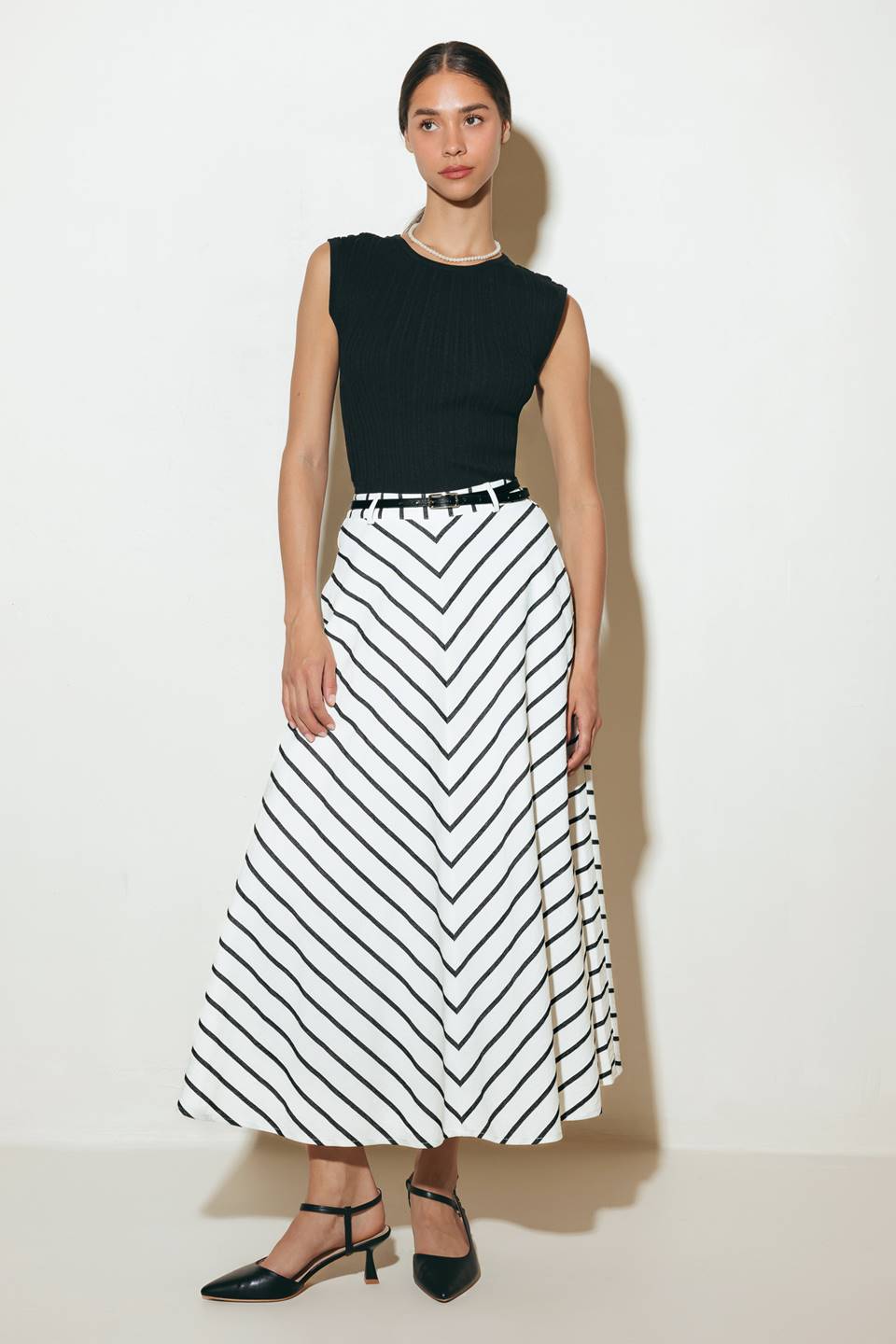 WEEKEND VIBE STRIPED  MIDI SKIRT