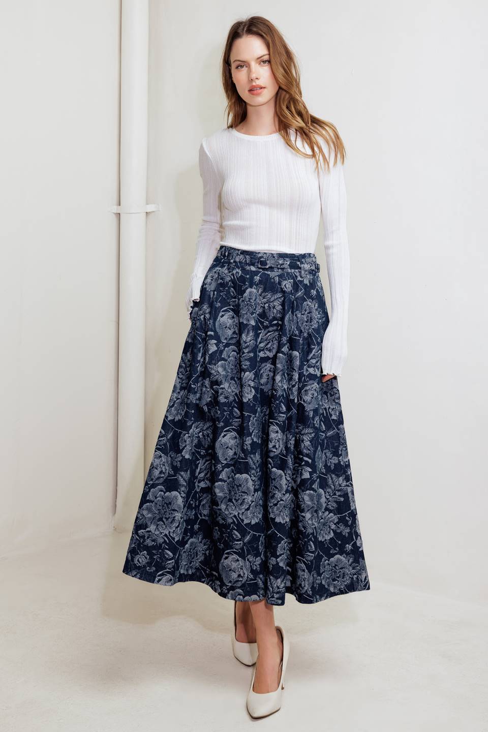 URBAN MUSE JACQUARD DENIM SKIRT Flying Tomato