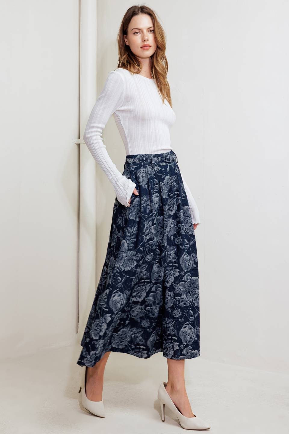 URBAN MUSE JACQUARD DENIM SKIRT Flying Tomato