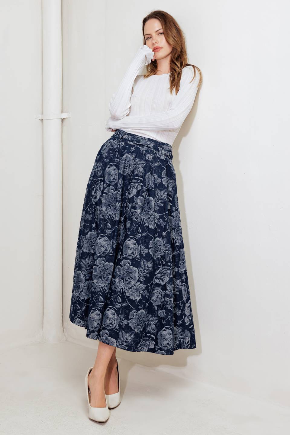 URBAN MUSE JACQUARD DENIM SKIRT Flying Tomato