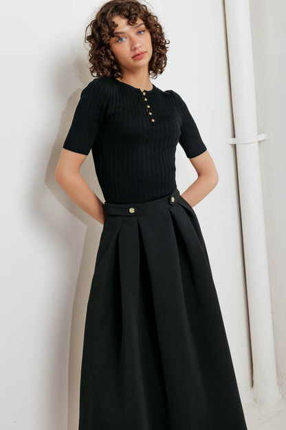 EDGE AFFAIR WOVEN FULL MIDI SKIRT