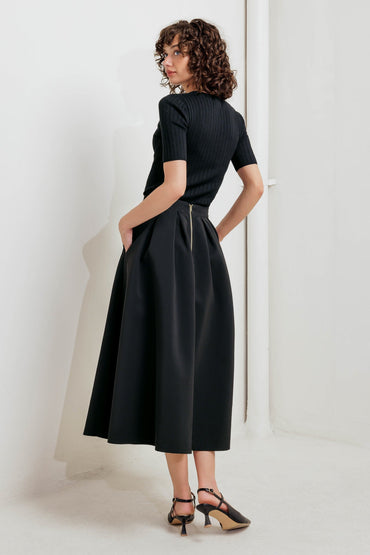 EDGE AFFAIR WOVEN FULL MIDI SKIRT