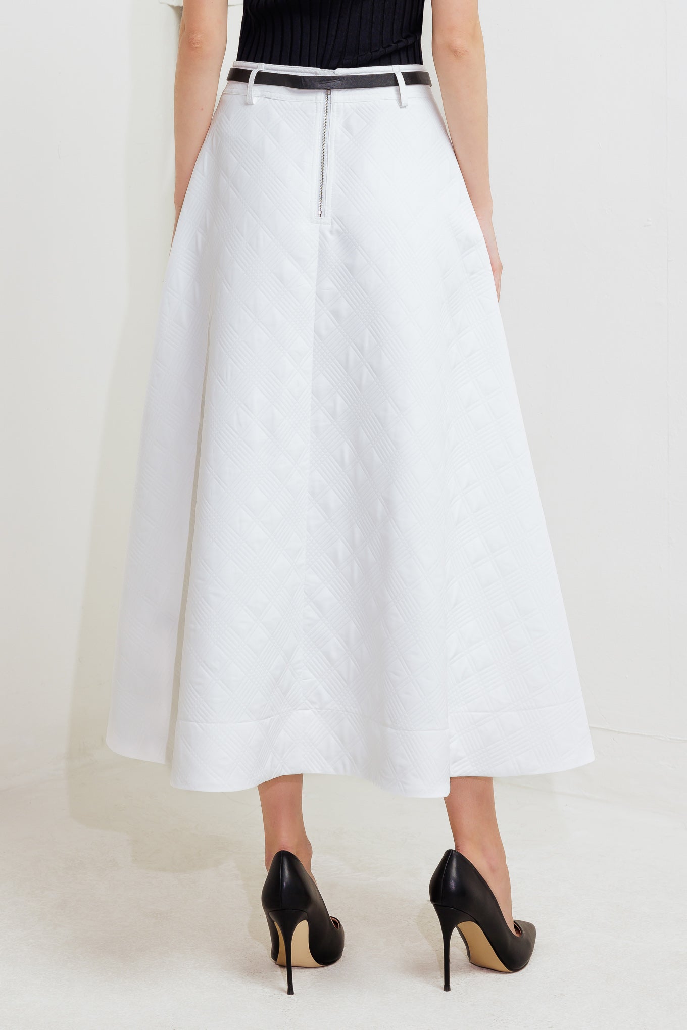 DOWNTOWN EASE WOVEN MIDI SKIRT Flying Tomato