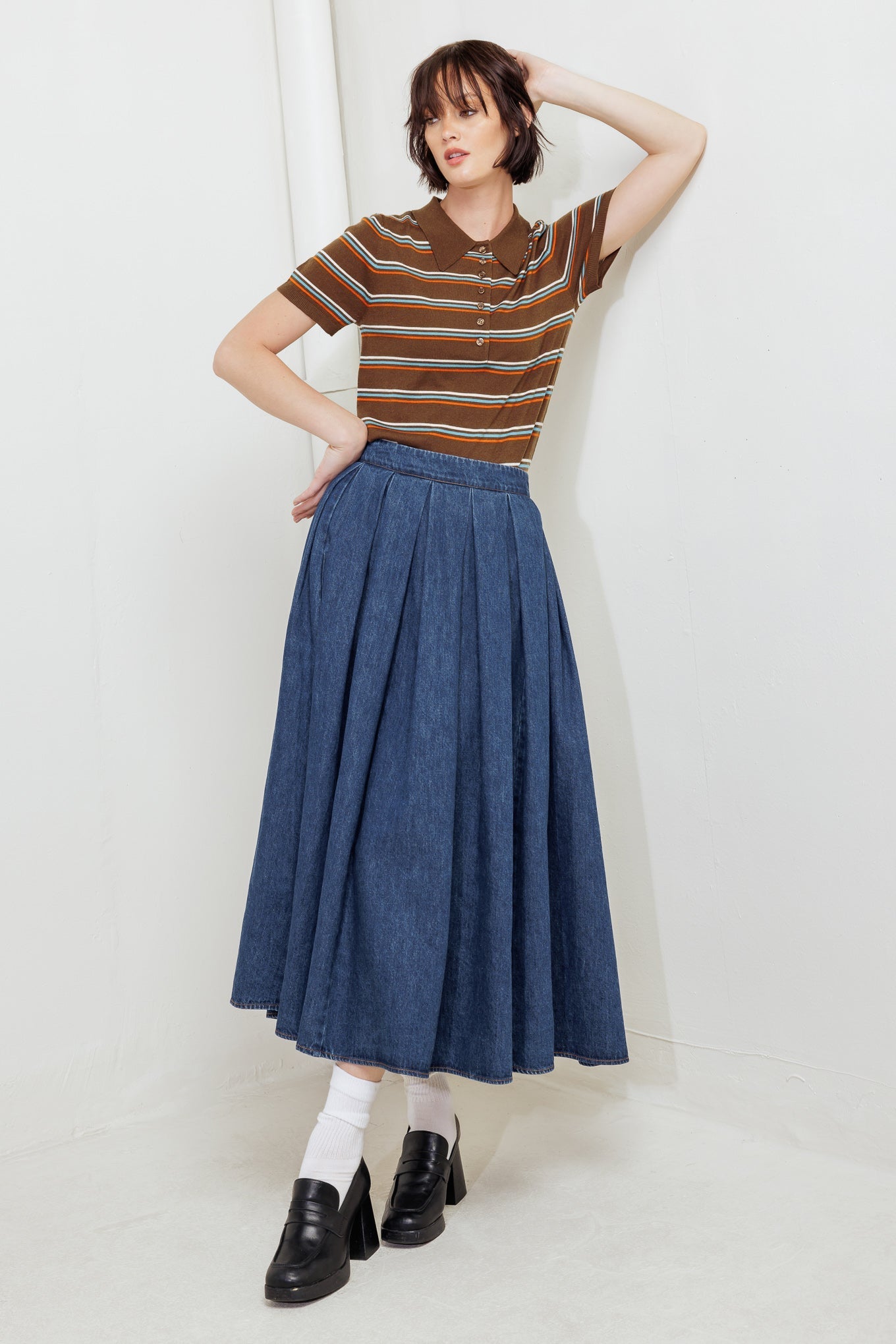 DEAR MOMENT DENIM FULL SKIRT Flying Tomato